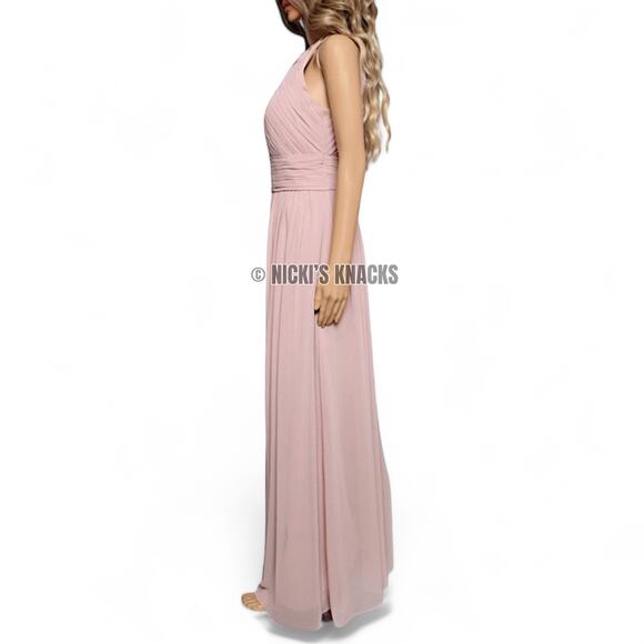 Bill Levkoff Frost Rose Halter Chiffon Bridesmaid Formal Maxi Dress Size 12 - Picture 5 of 12